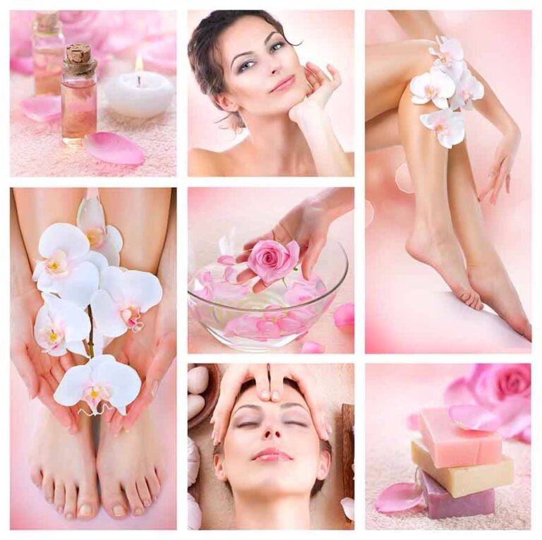 collage of beauty treatments 768x765
